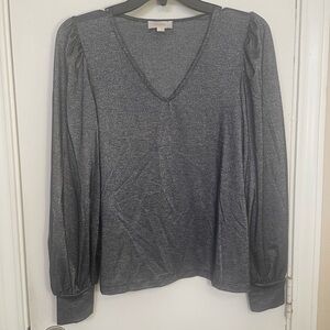 Loft Elegant Gray V-Neck Women's Top
